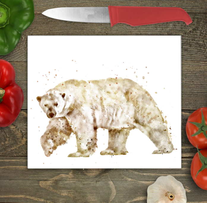 Polar Bear Glass Large Glass Chopping Board